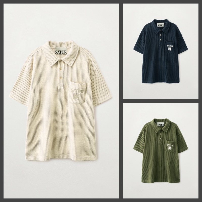 【SATUR】26SS WAFFLE COLLAR T-SHIRT : 3COLORS