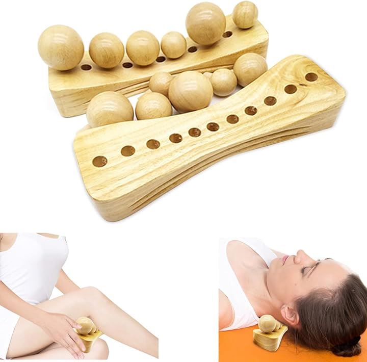 木製 ツボ押し マッサージボール 肩甲骨はがし スマホ 首 腰 お尻 ふくらはぎ(２セット)