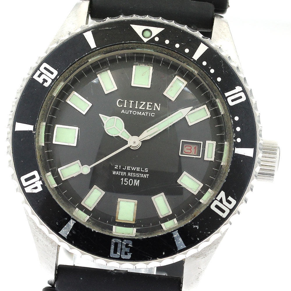 シチズン CITIZEN 4-600851Y チャレンジダイバー 赤カレンダー 自動巻き メンズ _914936【中古】