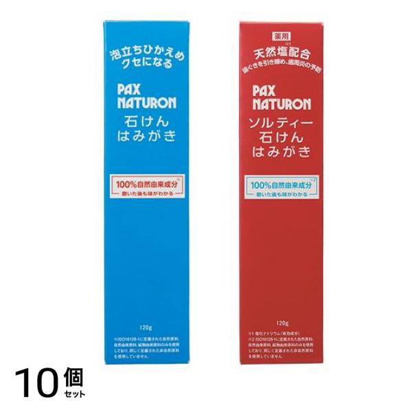 パックスナチュロン 石けんはみがき &ソルティー石けんはみがき 各120g 10個セット