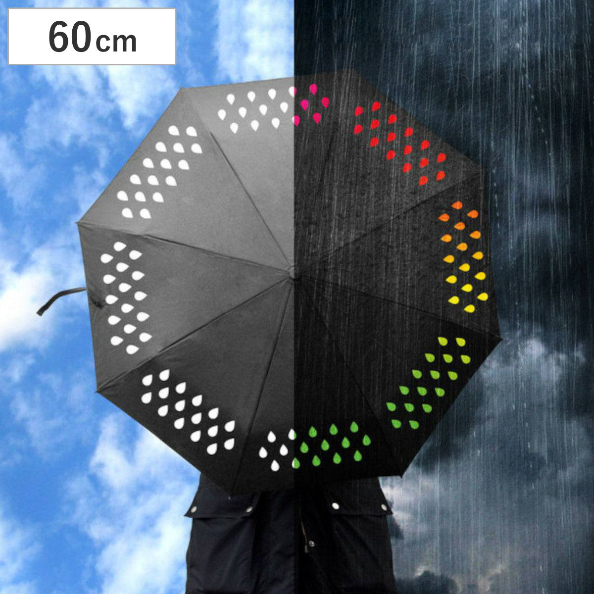 折りたたみ傘 雨傘 SUCK UK カラーチェンジアンブレラ ドロップ 60cm 傘 メンズ レディース かさ おしゃれ 雫 色が変わる カラフル 撥水 持ち運び おりたたみ傘 カサ
