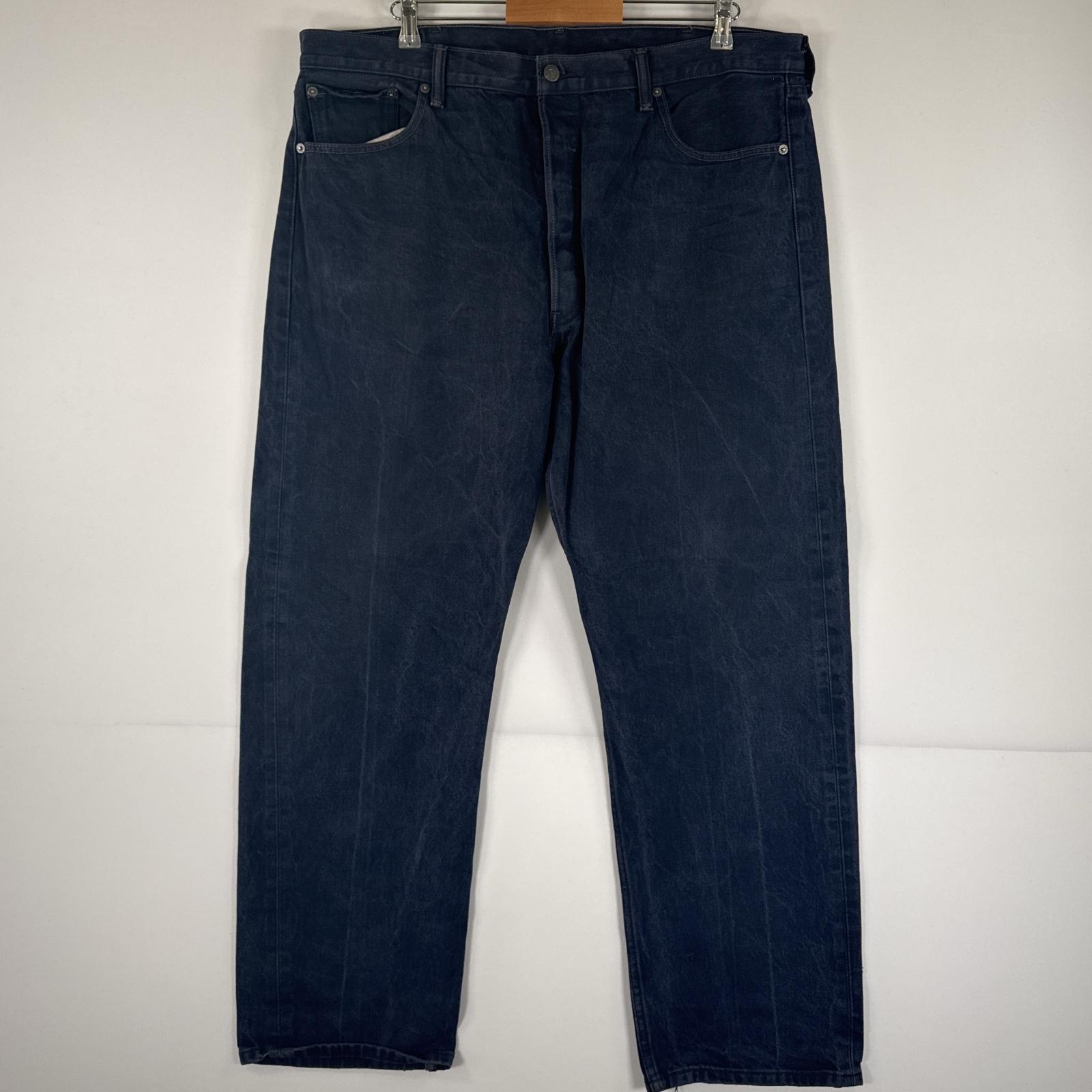 古着 デニムパンツ 501 ジーパン ストレート 大きいサイズ ボタンフライ カラーパンツ ビッグ w42 L32 ネイビー メンズ