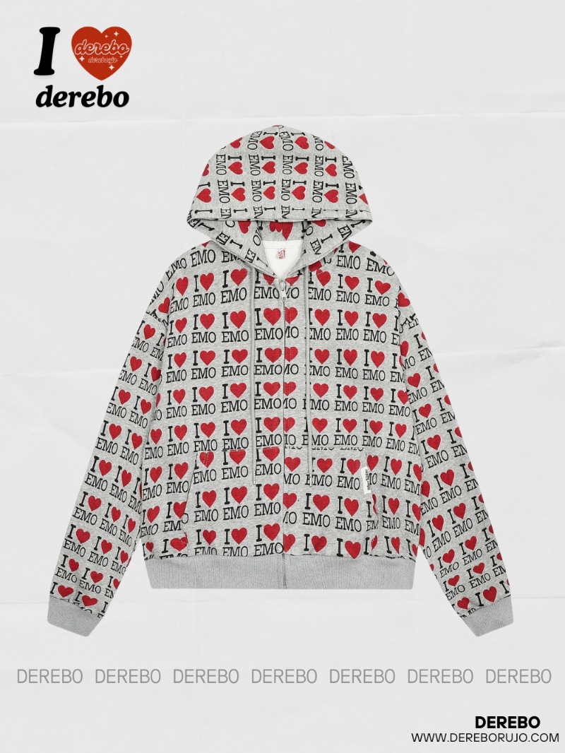 아이러브 오버 그레이 후드 스웨트 집업