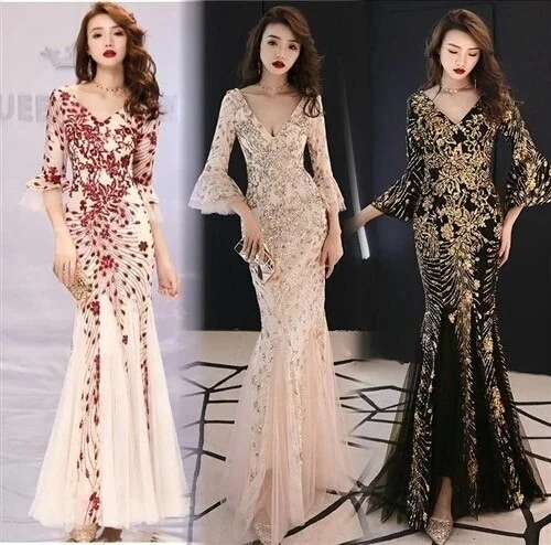 ロングドレスキャバドレスキャバワンピ煌めくスパンコール飾にエレガントなメッシュレース重ねストレッチ