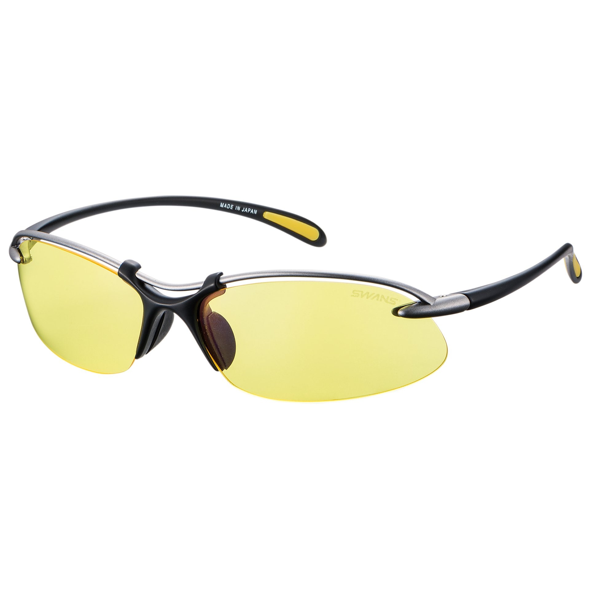 SWANS(スワンズ) スポーツ サングラス エアレスウェイブ マルチコートレンズモデル 夜間も使用可能 SA-517 MTSIL マットチタンシルバー×マットブラック/イエロー(両面マルチ)
