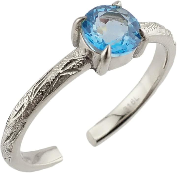 Piena ピエナサージカルステンレス316L製 天然石 フリーサイズ 一石 ハワイアンジュエリー リング レディース ブルートパーズ/シルバー(ブルートパーズ / シルバー) 7,992円