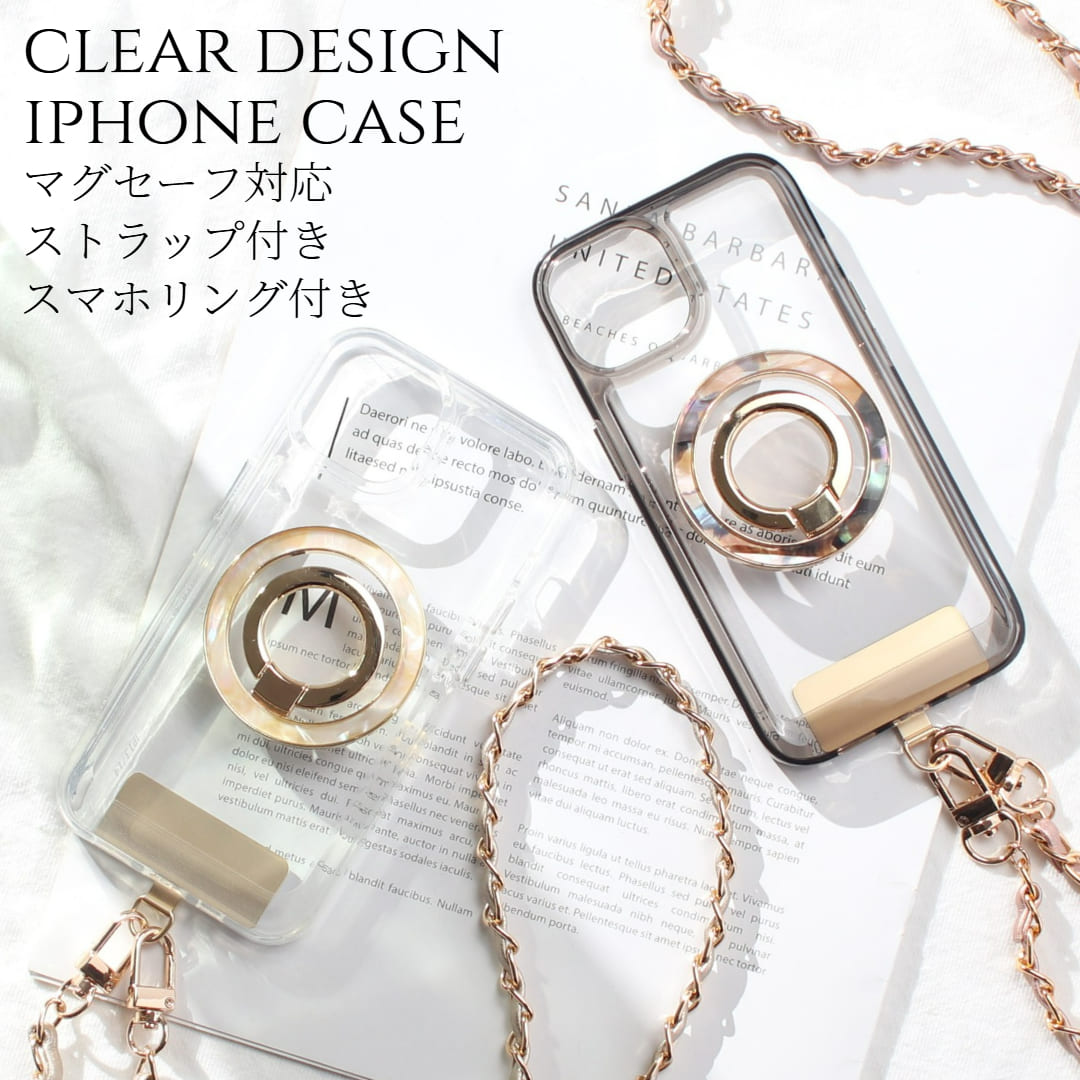 iphone12 ケース クリア リング付き iphone12mini iphone12Pro iphone12ProMAX マグセーフ対応 チェーン ストラップ 大人可愛い 12 12mini