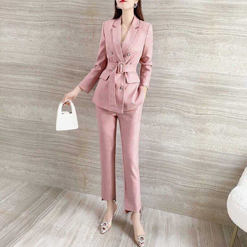 セットアップ スーツ パンツ ボトムス ジャケット ベルト付き 格子柄 チェック スクエアバックル 長袖 ロング アンクル丈 ハイウエスト ストレート 襟付き Vネック レトロ lsu0106 9,994円