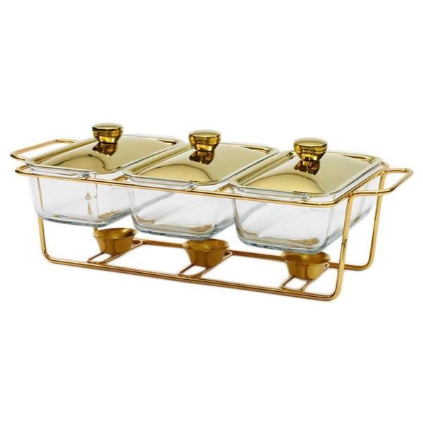 フードウォーマートレイホテルウェディング1.3L用3グリッドビュッフェフードウォーマーポット