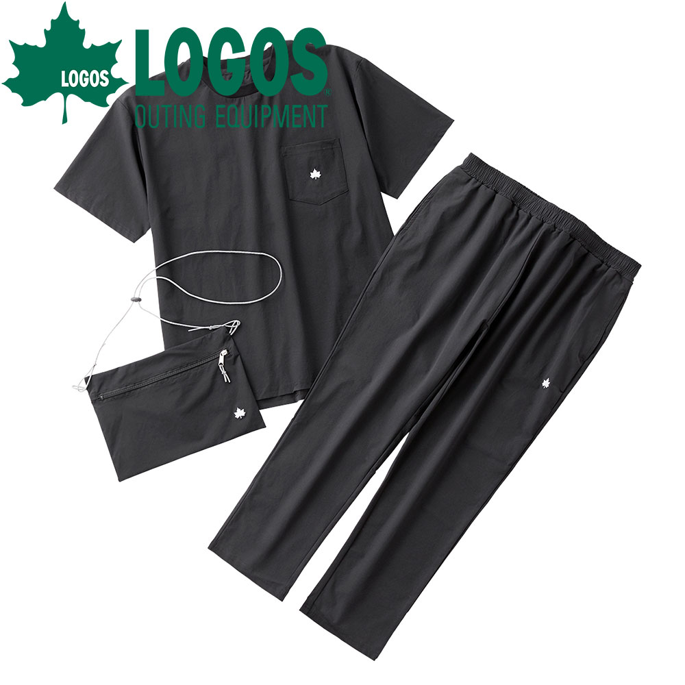 ロゴス LOGOS by LIPNER ラウンジセットアップ #5410 3点セット ブラック XL スポーツウエア セットアップ レディース カジュアル 夏 ランニング セットアップ メンズ ブラン