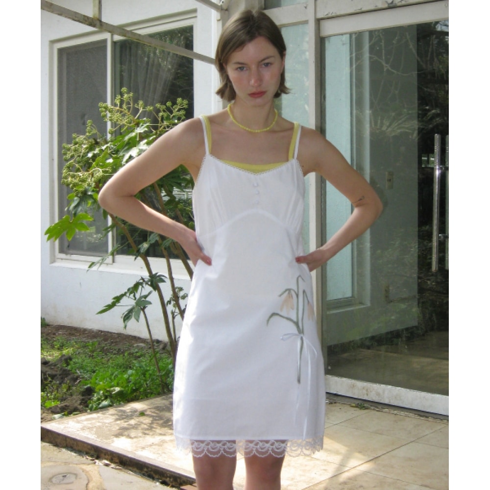 SINOON レースフラワースリップドレス (ホワイト)