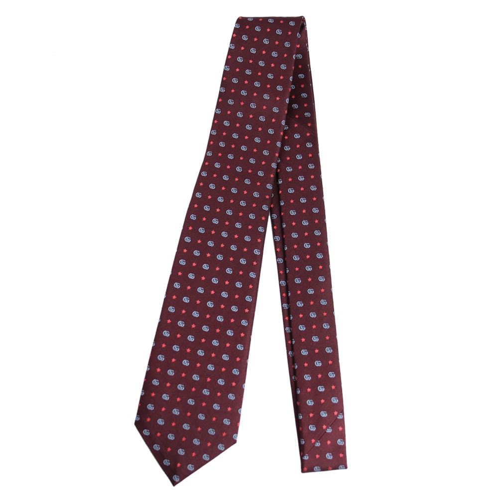 ネクタイ シルク100% GG柄 スター シエナレッド 672466 4E002 6369