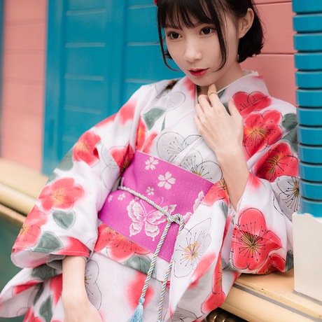 赤い大桜の着物浴衣女性の純綿の着物の純正セット 人気の春夏 全商品オープニング価格特別価格