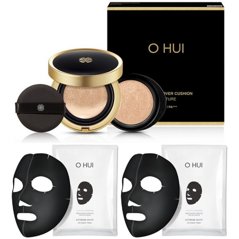 クッションファンデーション モイスチャータイプ 15g＋リフィル15g 01号ミルクベージュ＋ブラックマスク2枚付き高密着カバー＆ツヤ肌仕上げ