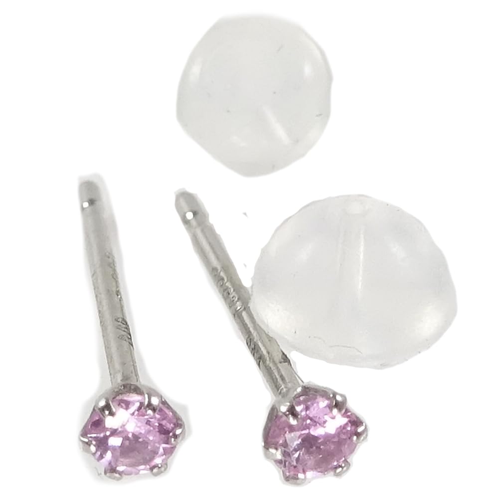 Pt プラチナ ピンクサファイア スタッド ピアス7117【誕生石９月】 【ギフトラッピング済み】