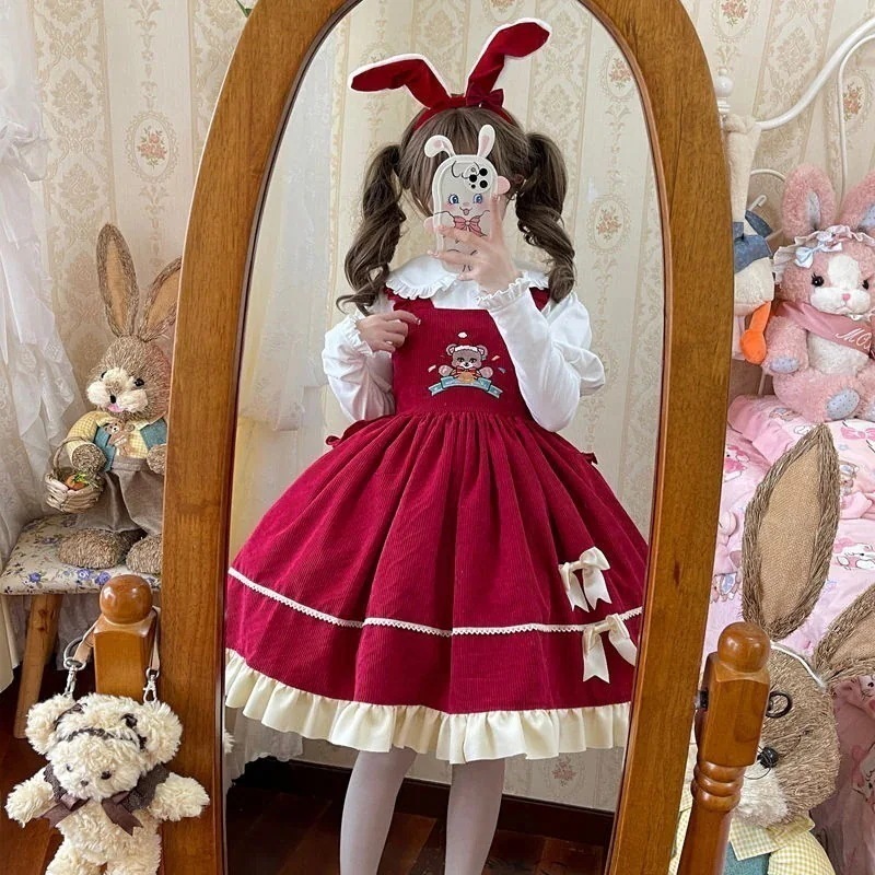 ロリータドレス【クマ誕生】オリジナルデザインロリータ洋装キュートjskキャミソールワンピース女和服コスチュームコスチューム