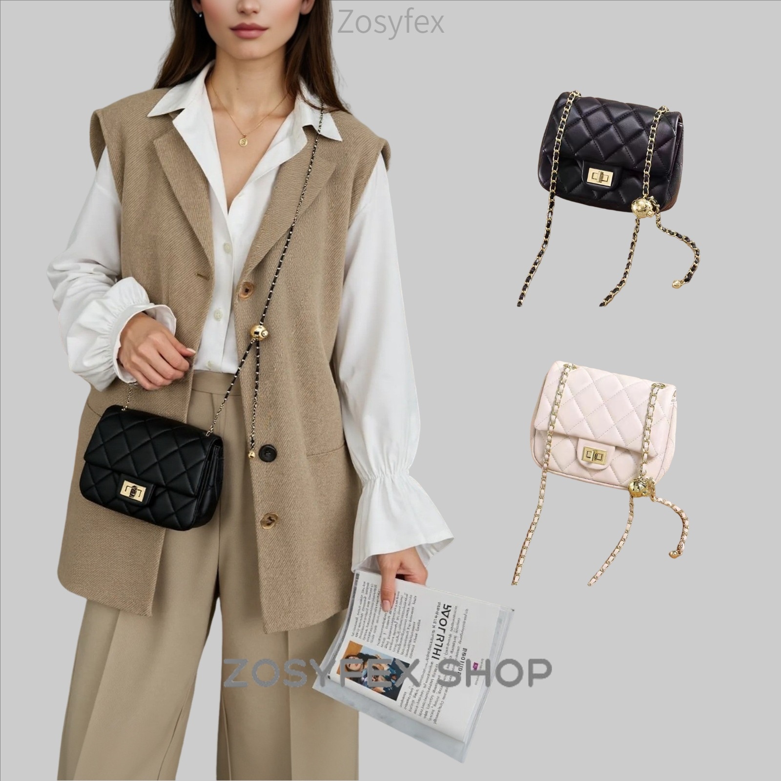 2025年新作潮流本革女性ショルダーバッグファッション秋冬春夏チェーンバッグ高級感あふれるキルティングチェーンバッグどんなコーディネートにも合わせやすい