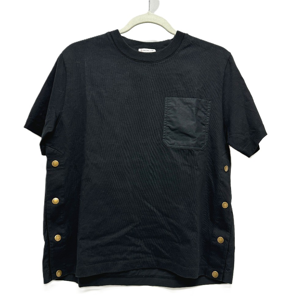 MONCLER モンクレール 半袖Ｔシャツ C-SCOM-24-35846 胸ポケット サイドボタン アパレル コットン ブラック