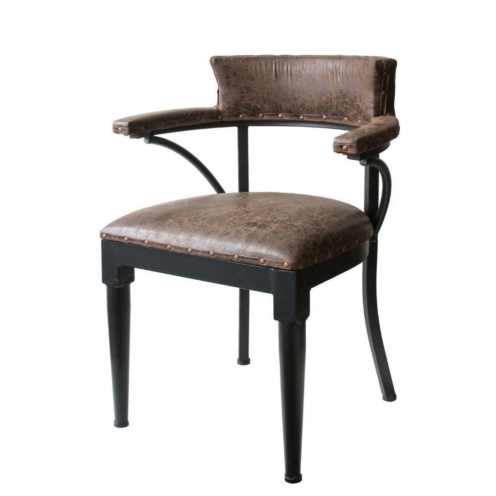 ダイニングチェア レザーチェア 椅子 リビングチェア 食卓椅子 肘付き 背もたれ インダストリアル ヴィンテージ イス チェア ダイニング リビング 書斎 デスクチェア おしゃれ 宮武製作所