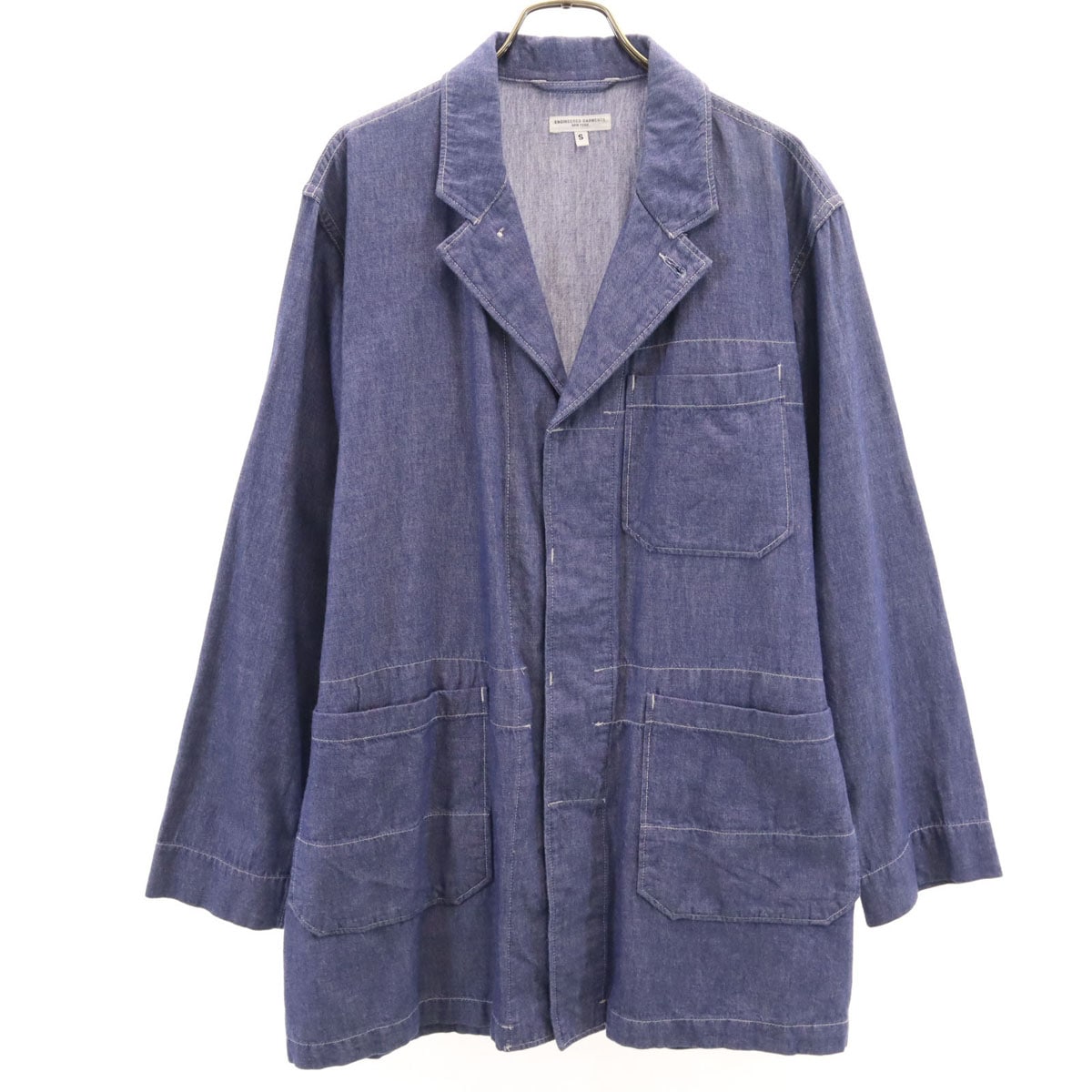Engineered Garments エンジニアードガーメンツ USA製 シャンブレー カバーオール S 紫紺 メンズ 古着