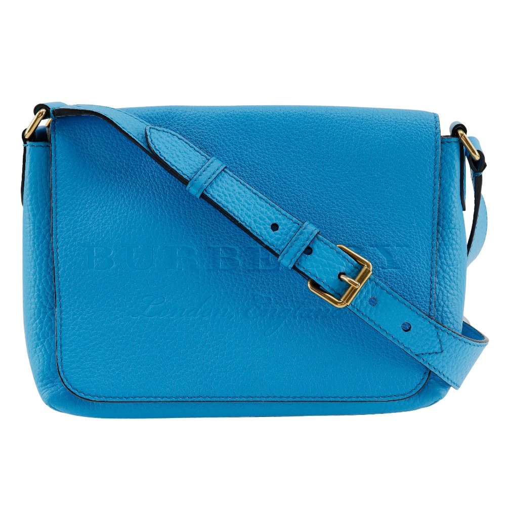 エンボスロゴ ショルダーバッグ レザー 青 レディース 中古品 A-ランク 47,880円