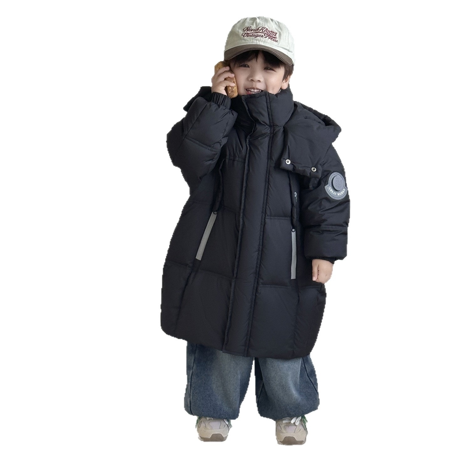 パーカー 子供用ダウンジャケット新しい中小型子供服厚くて暖かい女の子のフード付きジャケットファッショナブルな冬服