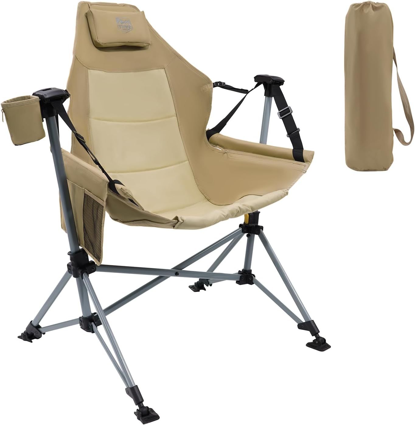 ハンモックチェア アウトドア チェア リクライニング 耐荷重180kg オートロック機能 ゆらゆら 自立式 折りたたみ ロッキングチェア キャンプ 屋外 室内 バーベキュー