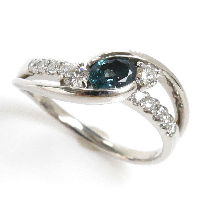 Pt900プラチナ リング指輪 アレキサンドライト0.32ct ダイヤモンド0.24ct 11.5号 4.3g レディース 中古