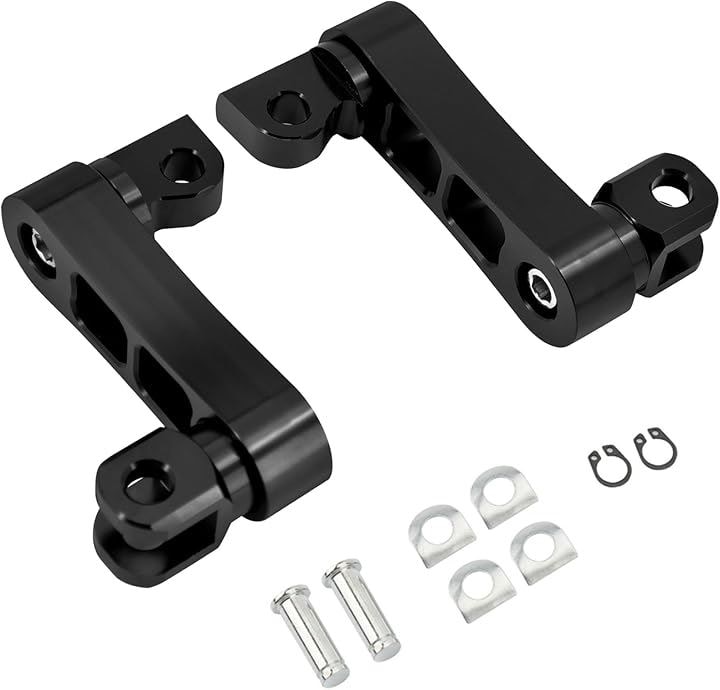 社外 ハーレー ダビッドソン ステップ エクステンション フットペグ ブラケット ハイウェイペグ カスタム 左右(ブラック)