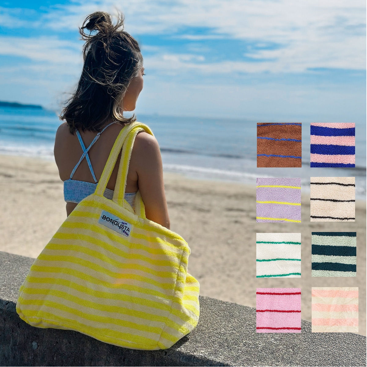 BONGUSTA トートバッグ NARAM WEEKENDBAG ボーダー ナラム レディース オーガニックコットン ロゴ ショッピングバッグ パイル地 タオル地 マザーズバッグ 旅行 10,149円