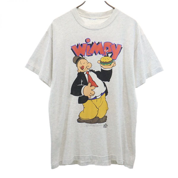 90s USA製 POPEYEポパイ 両面プリント コットンTシャツ 白 XL