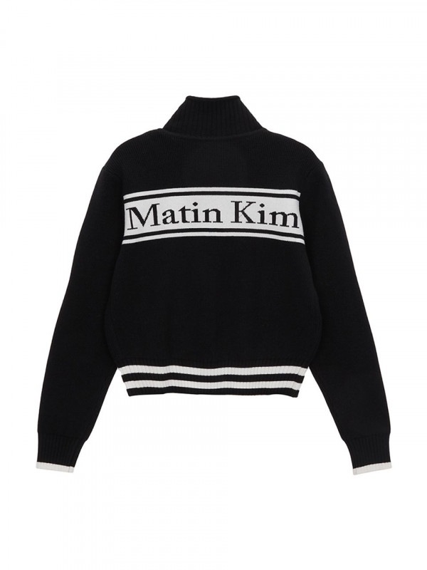 SPELL POINT STRIPE KNIT CARDIGAN IN BLACK