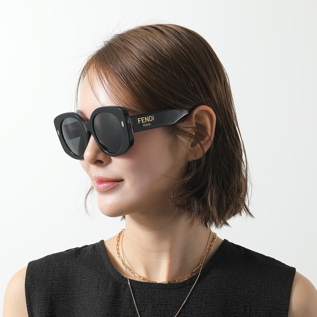 FENDI フェンディ サングラス ROMA ローマ FE40137F レディース バタフライ型 セルフレーム フルリム ロゴ アイウェア 01A