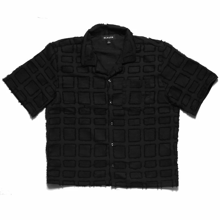 REASON 半袖シャツ メンズ 春夏用 黒 大きいサイズ リーズン シャツ 半袖 柄シャツ アロハシャツ 開襟シャツ おしゃれ 総柄 無地 シンプル 大人 パッチワーク