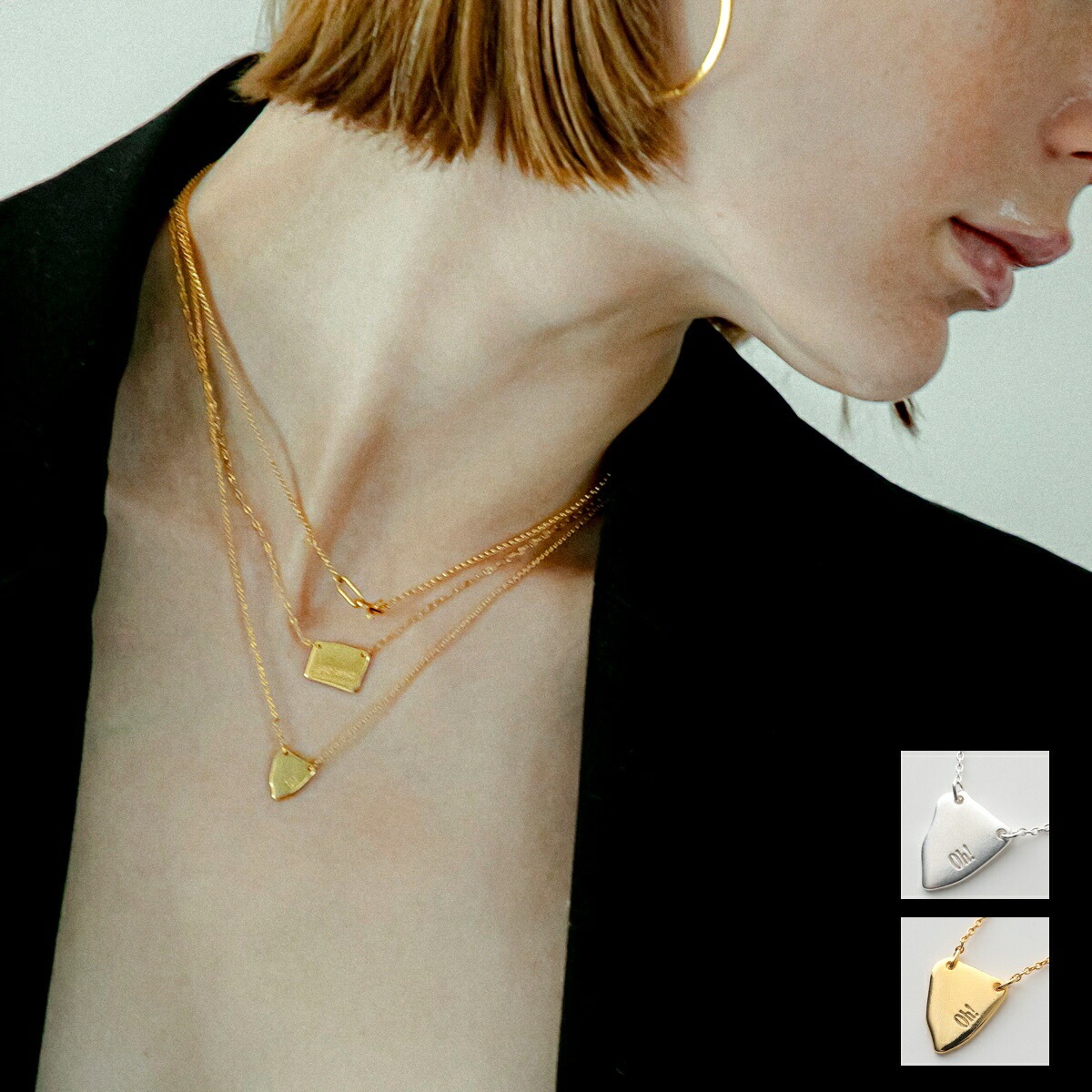 LAPUIS ラピュイ ネックレス Oh necklace 254-220116 レディース ペンダント トライアングル プレート アクセサリー silver925 シルバー925 カラー2色