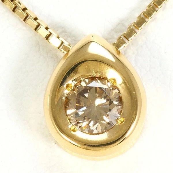 K18 18金 YG イエローゴールド ネックレス ブラウンダイヤ 0.30 ジュエリー 中古