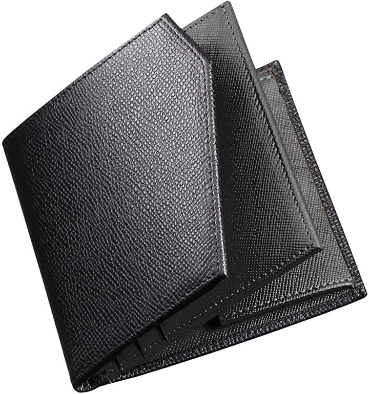 二つ折り財布 小銭入れ メンズ 人気 本革 キャッシュレス化対応 小さい ブラック PS( 01.ブラック)