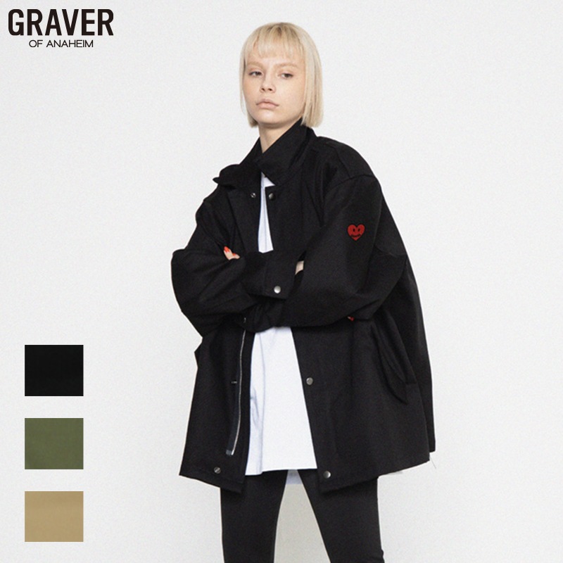 [UNISEX]ハートスマイル刺繍ジャケット_3color