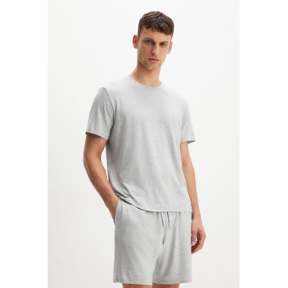 H&M ジャージーパジャマ T シャツ & ショーツライトグレーメランジ