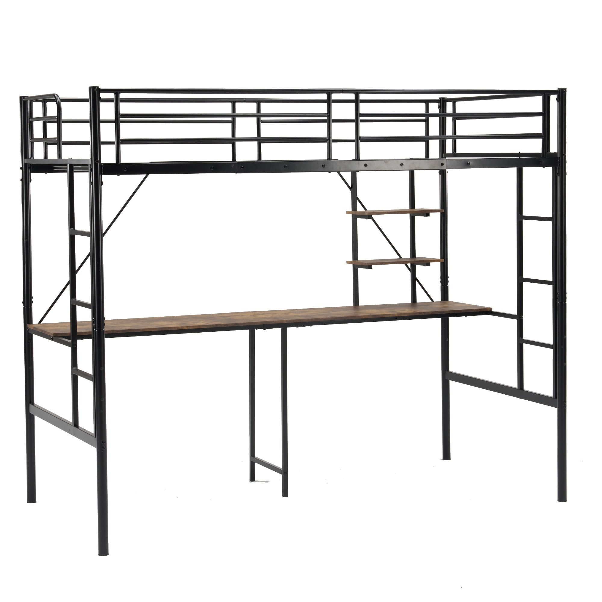 【元SKU：WF309900BAA】システムベット ロフトベッド シングル デスク付き ラック棚付き ハシゴ階段 耐荷重150kg 高さ170cm 北欧風 二段ベッド 大人ベッド 一人暮らし 部屋二 16,988円