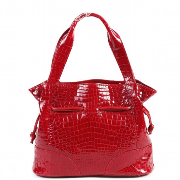 A707 シャイニング クロコダイル トートバッグ FlameRed