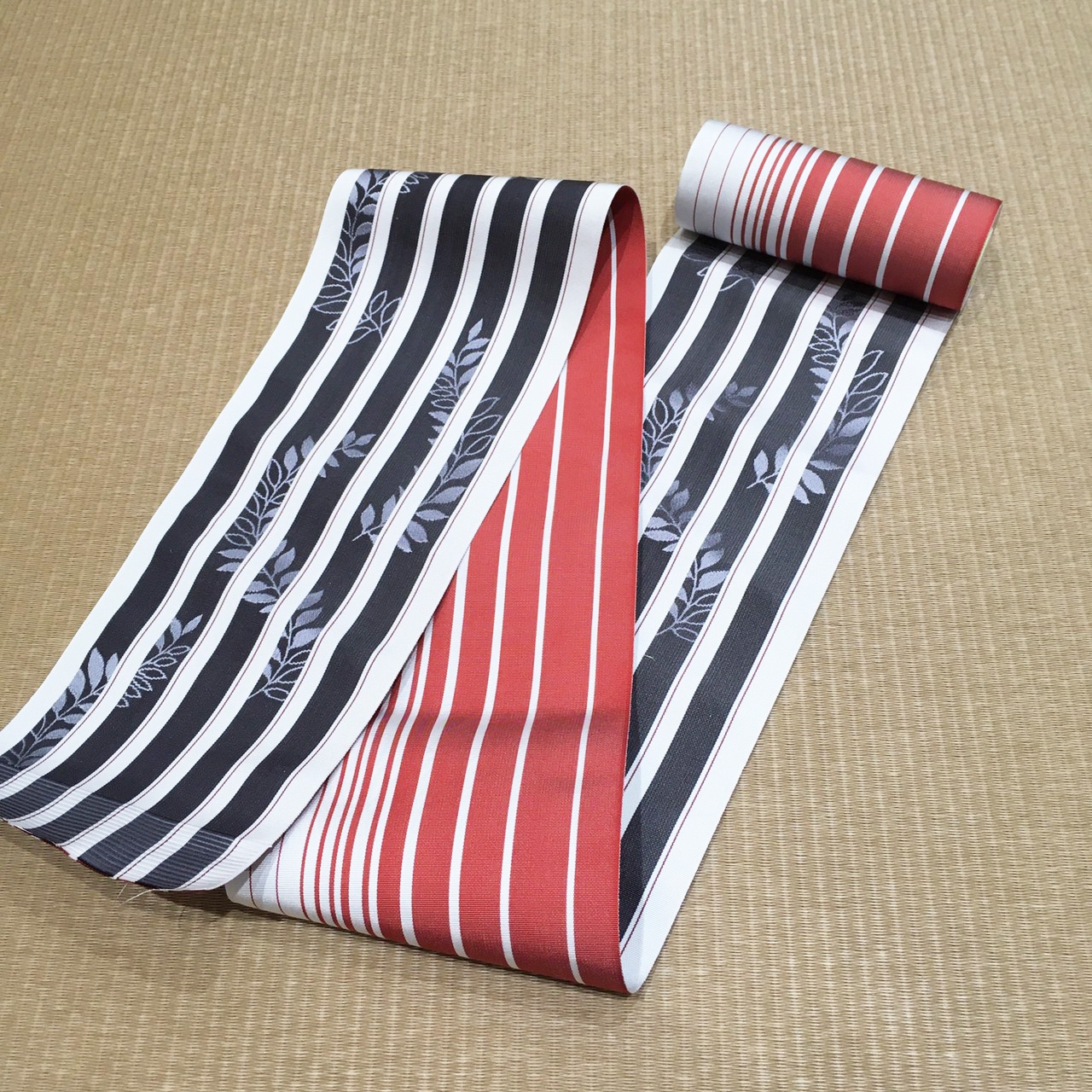 半巾帯 博多織 縞 月桂樹 [hanhaba005]