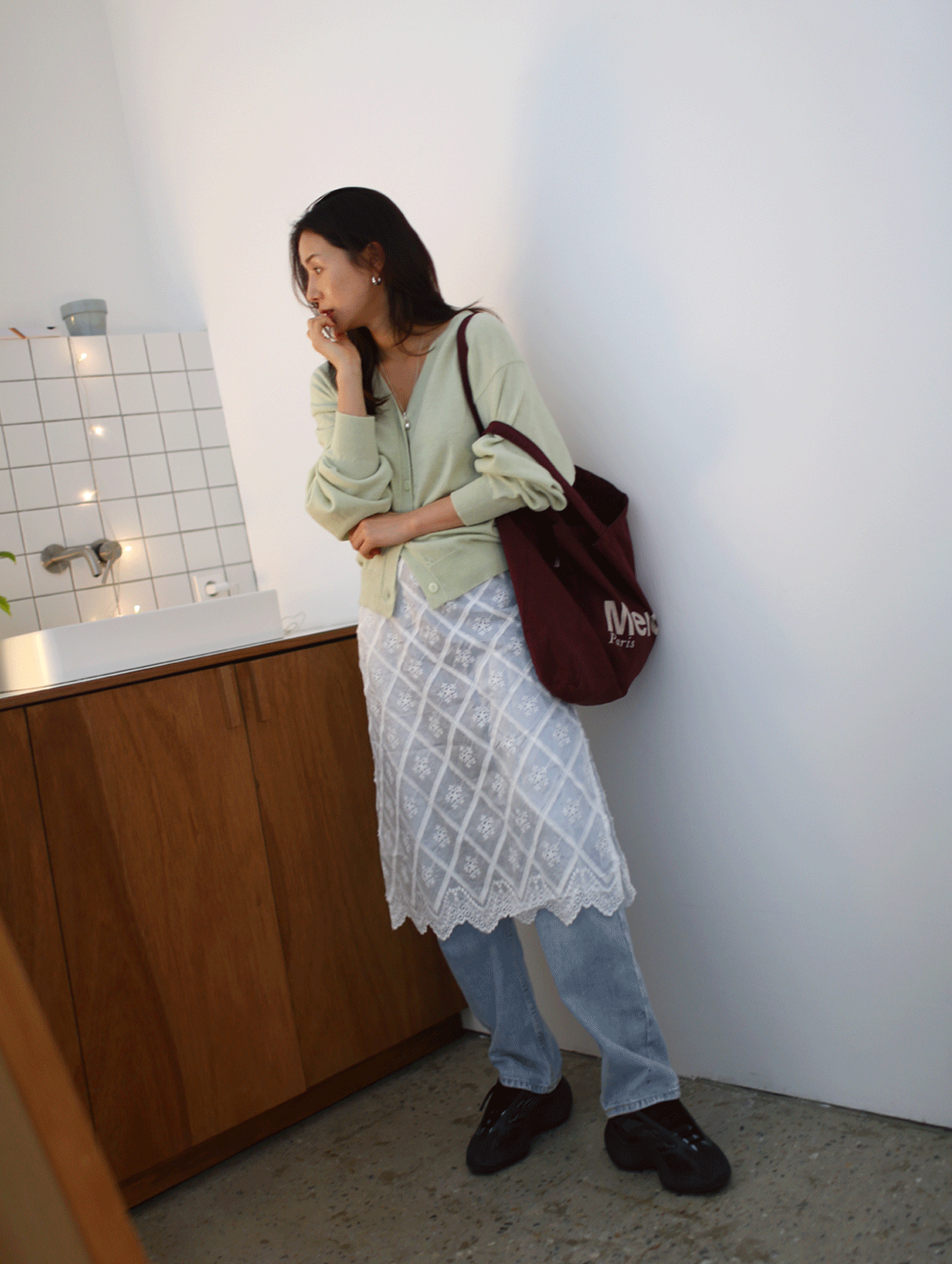 ロマンチックレースレイヤードスリットスカート