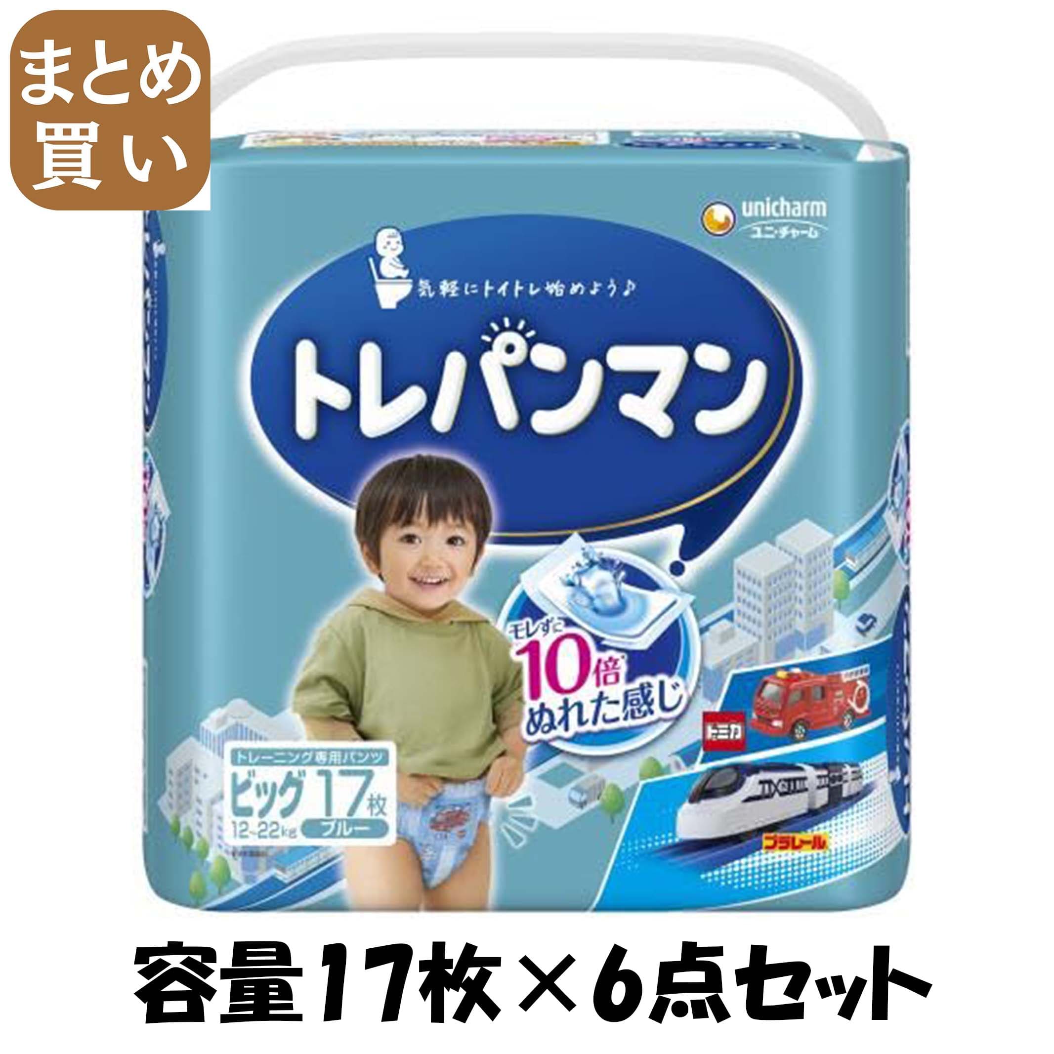 【まとめ買い】トレパンマンブルービッグ１７枚 容量17ﾏｲ×6点セット ユニ・チャーム（ユニチャーム） オムツ