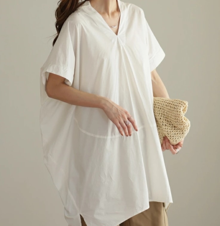 2023 日本製 新作 ゆったり 薄手 ミディアム丈シャツ 夏 半袖シャツ 女性