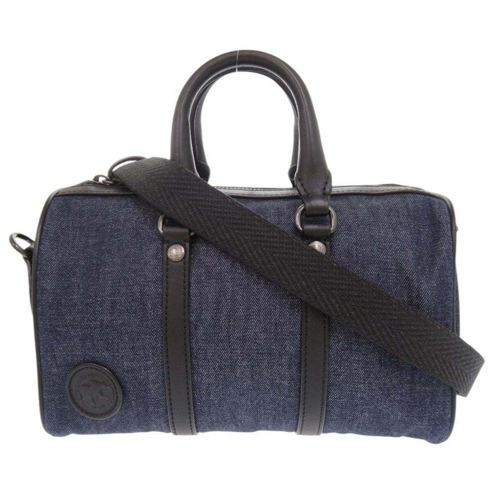 未使用品 2WAY ミニボストン ハンドバッグ デニム/レザー ネイビー 0694【中古】 レディース