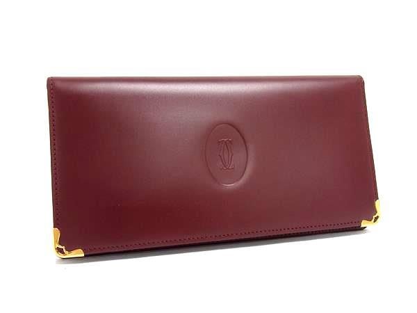 二つ折り財布 マストライン 長財布 L3000465 ボルドー系 レザー ユニセックス 札入れ ゴールド金具【本物保証】