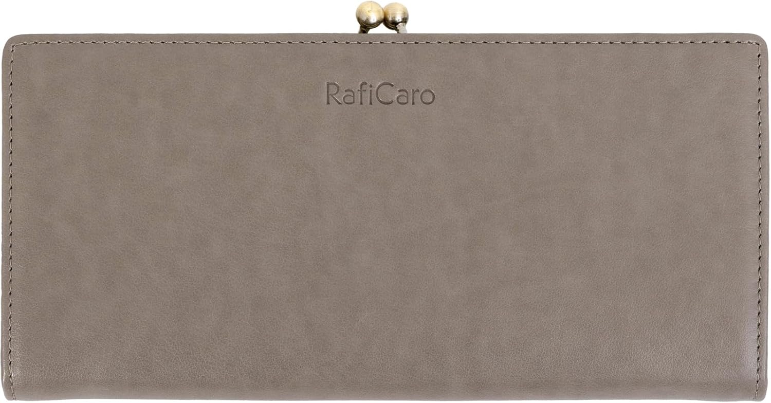 RafiCaro 長財布 レディース がま口 財布 がまぐち小銭入れ カード入れ 大容量 大人 PUレザー ロングウォレット グレージュ