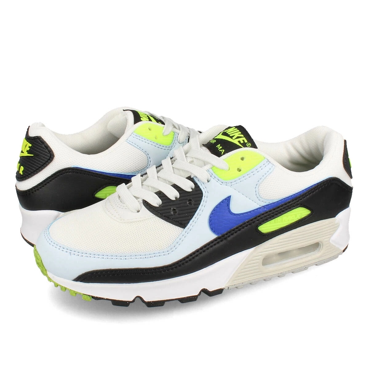 NIKE WMNS AIR MAX 90 SUMMIT WHITE/RACER BLUE/VOLT/BLUE TINT/BLACK/LT BONE