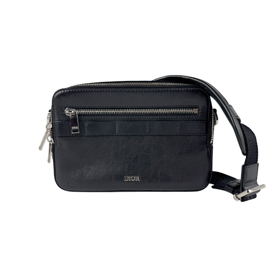クリスチャンディオール Christian Dior ショルダーバッグ レザー ブラック メンズ z5958